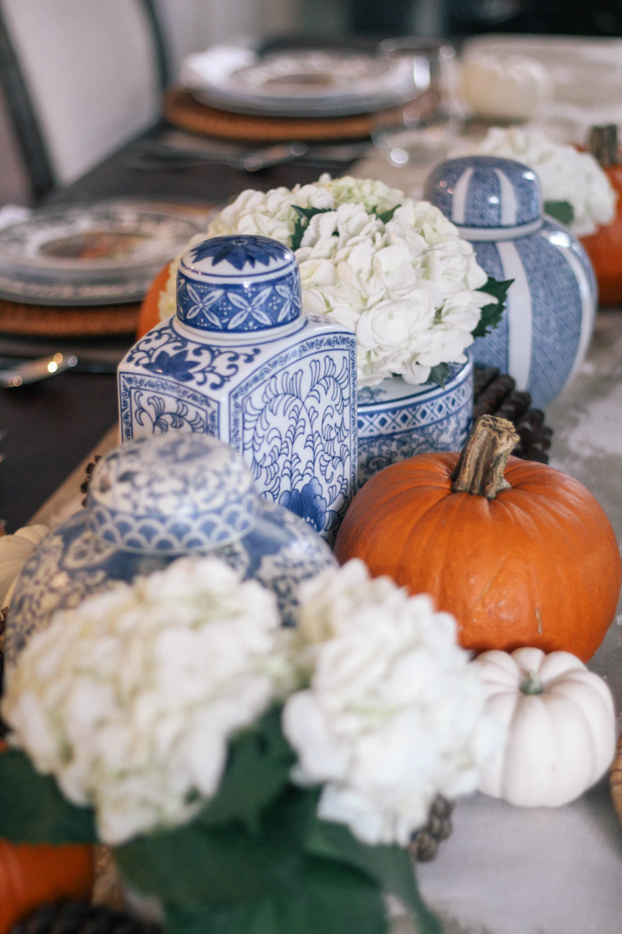 Chinoiserie Thanksgiving Tablescape Decor - Peachfully Chic