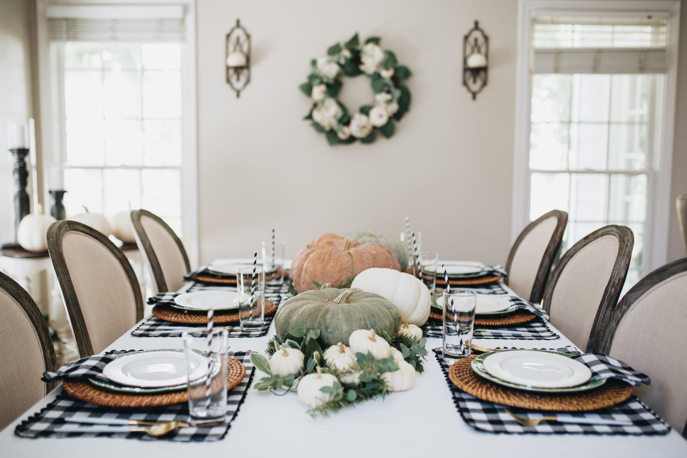 Fall-Neutral-Tablescape-Gingham-black&white-3