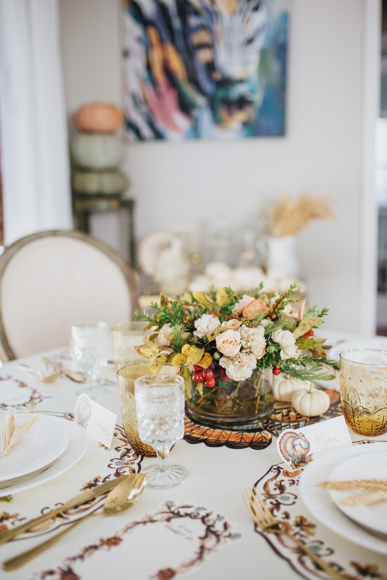 Harvest Thanksgiving Tablescape Decor - Peachfully Chic