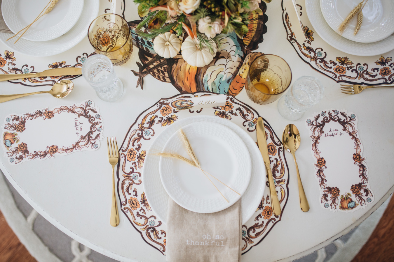 Harvest Thanksgiving Tablescape Decor - Peachfully Chic