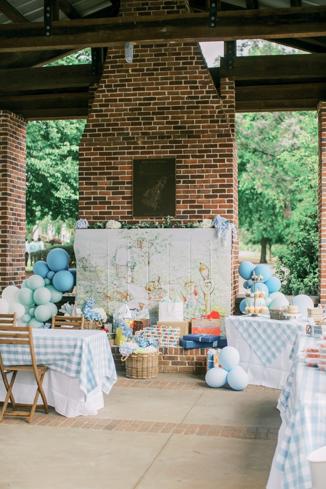 Peachfully-Chic-Peter-Rabbit-Themed-First-Birthday-Decor-Fireplace
